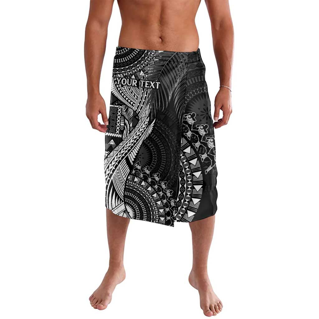 Fiji Rugby Personalised Bula Masi Lavalava Fish Tail Kaivity Cibi - Black LT7 Black - Polynesian Pride
