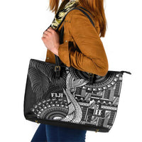 Fiji Rugby Bula Masi Leather Tote Bag Fish Tail Kaivity Cibi - Black LT7 Black - Polynesian Pride