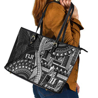 Fiji Rugby Bula Masi Leather Tote Bag Fish Tail Kaivity Cibi - Black LT7 - Polynesian Pride