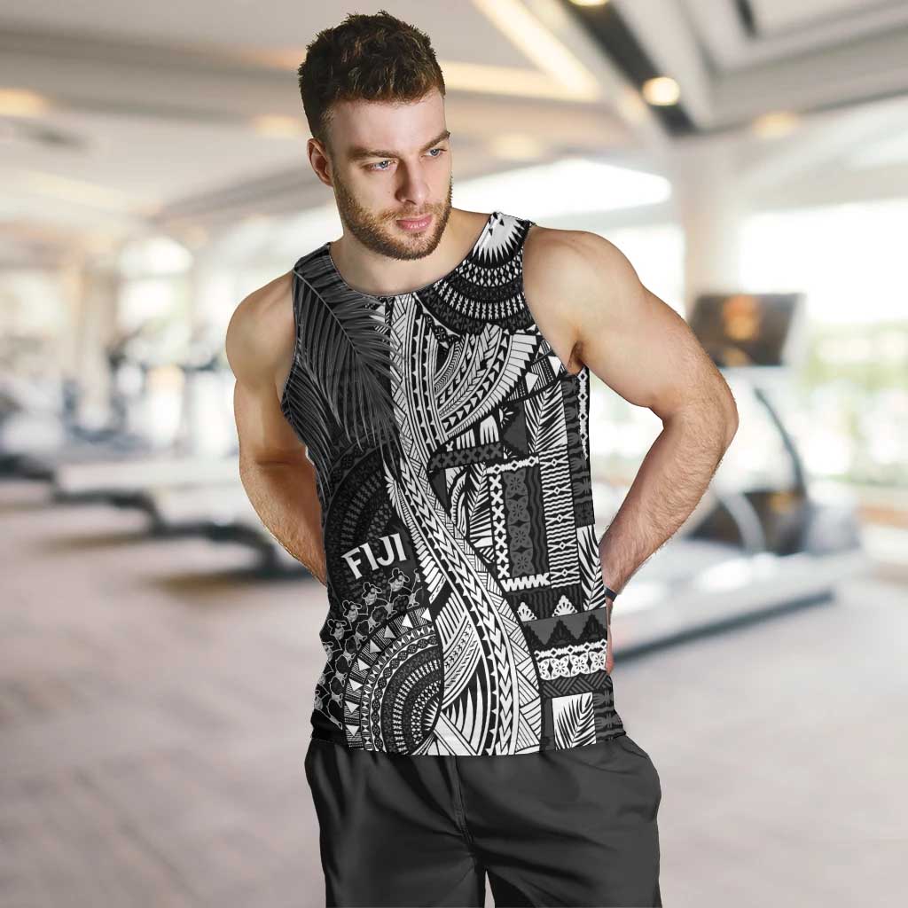Fiji Rugby Personalised Bula Masi Men Tank Top Fish Tail Kaivity Cibi - Black LT7 Black - Polynesian Pride