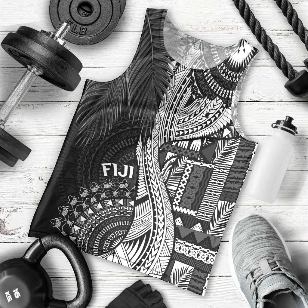 Fiji Rugby Personalised Bula Masi Men Tank Top Fish Tail Kaivity Cibi - Black LT7 - Polynesian Pride