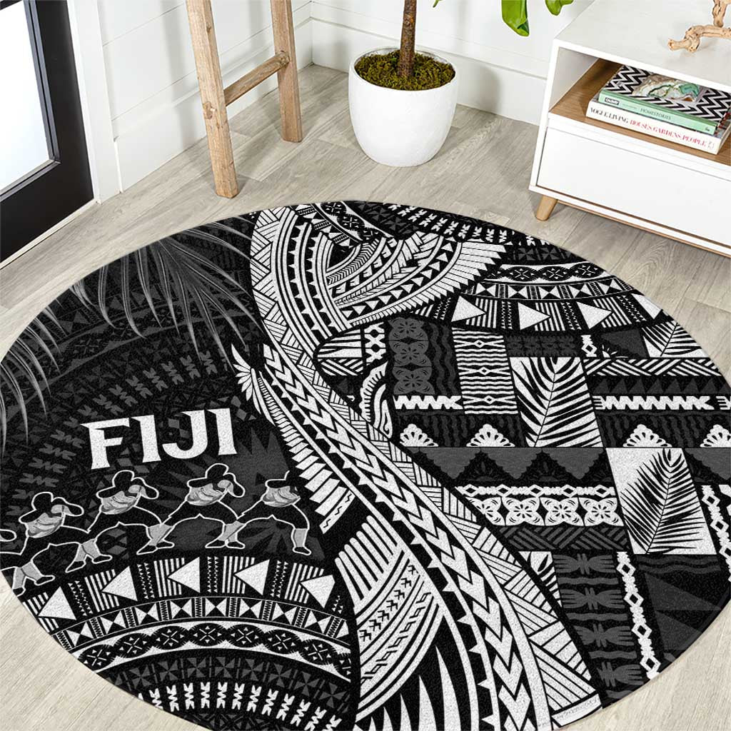 Fiji Rugby Bula Masi Round Carpet Fish Tail Kaivity Cibi - Black LT7 Black - Polynesian Pride