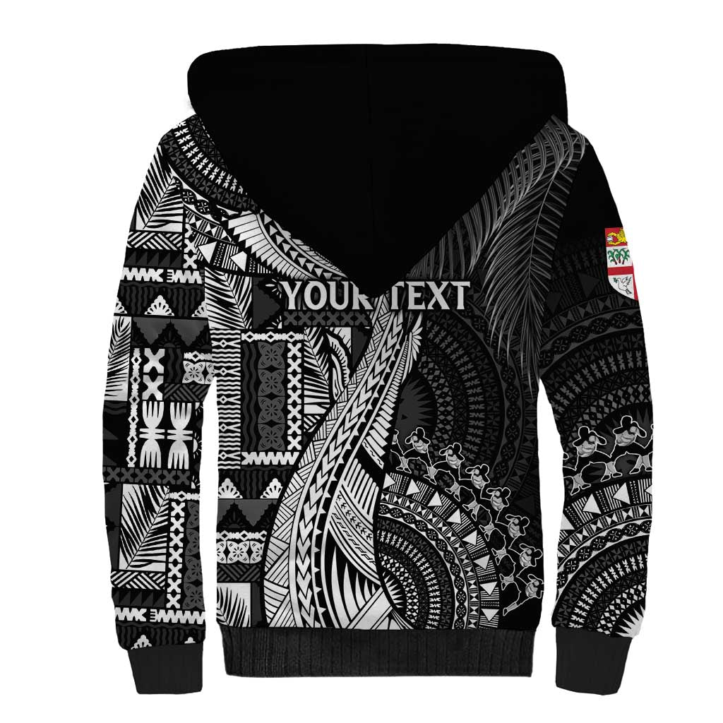 Fiji Rugby Personalised Bula Masi Sherpa Hoodie Fish Tail Kaivity Cibi - Black LT7 - Polynesian Pride