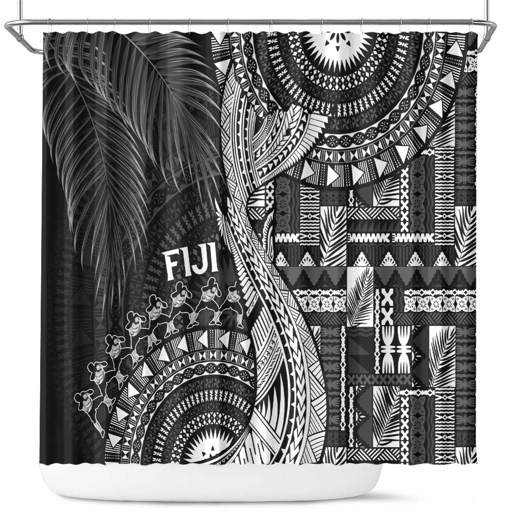 Fiji Rugby Bula Masi Shower Curtain Fish Tail Kaivity Cibi - Black LT7 Black - Polynesian Pride