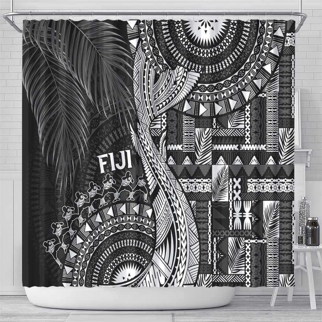 Fiji Rugby Bula Masi Shower Curtain Fish Tail Kaivity Cibi - Black LT7 - Polynesian Pride