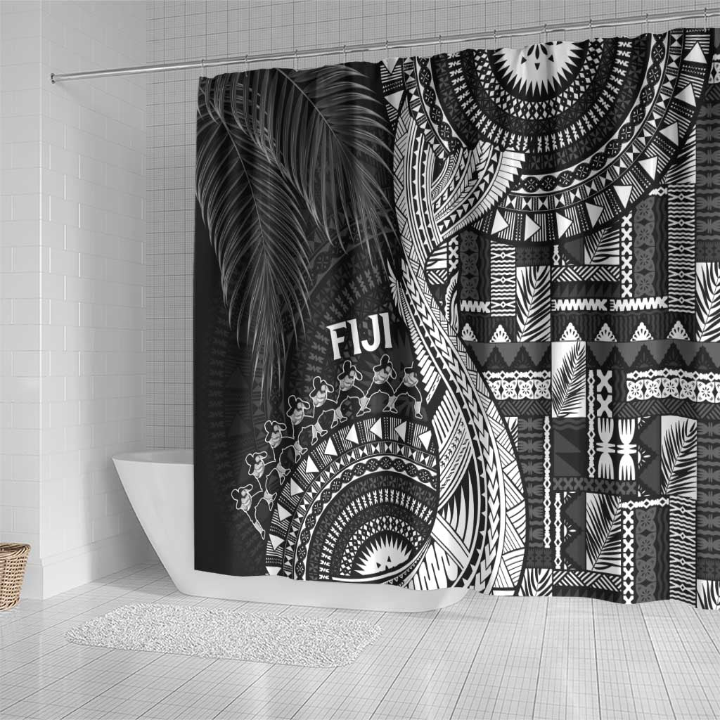 Fiji Rugby Bula Masi Shower Curtain Fish Tail Kaivity Cibi - Black LT7 - Polynesian Pride