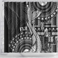 Fiji Rugby Bula Masi Shower Curtain Fish Tail Kaivity Cibi - Black LT7 - Polynesian Pride