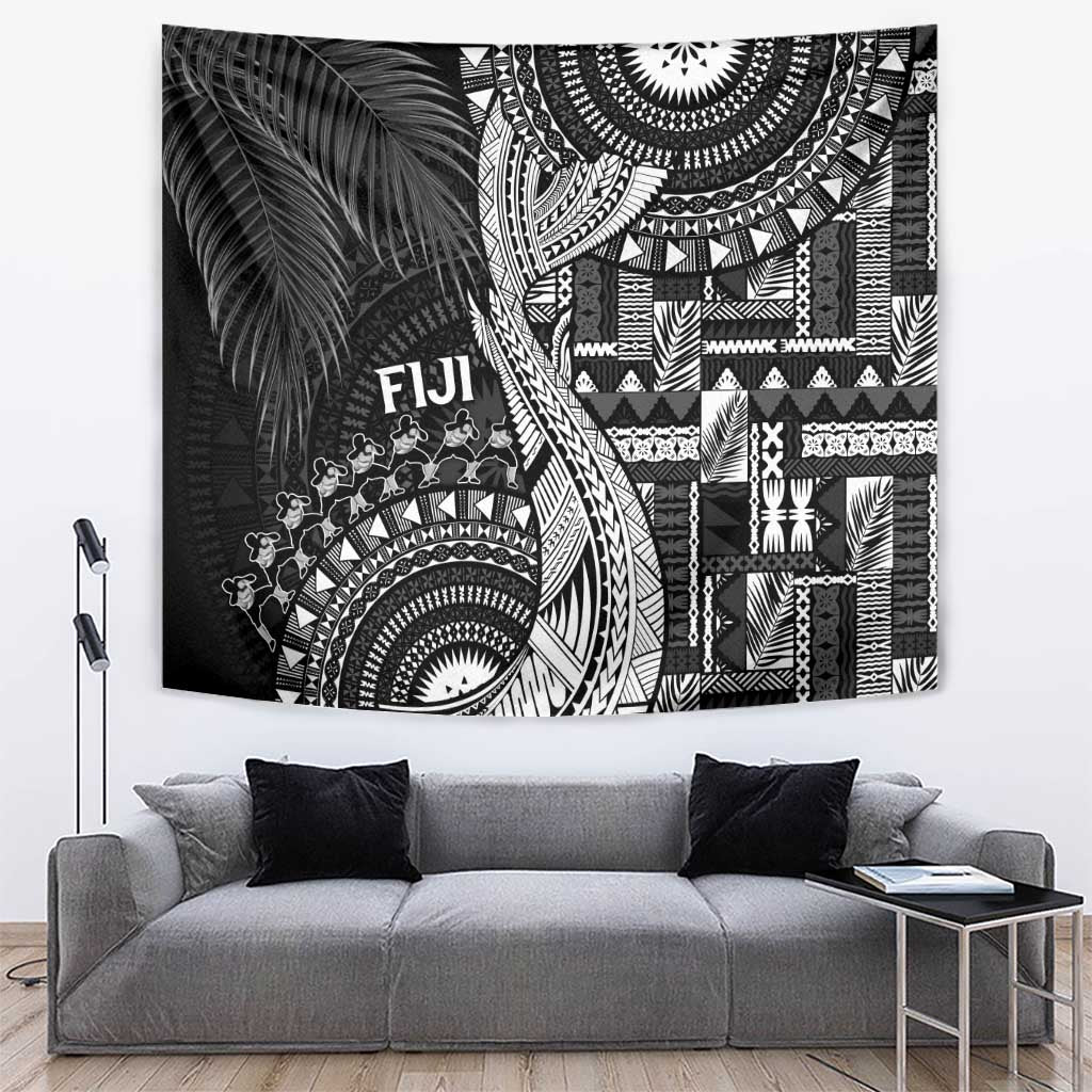Fiji Rugby Bula Masi Tapestry Fish Tail Kaivity Cibi - Black LT7 Black - Polynesian Pride