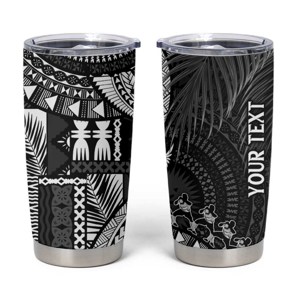 Fiji Rugby Personalised Bula Masi Tumbler Cup Fish Tail Kaivity Cibi - Black LT7 Black - Polynesian Pride