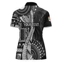 Fiji Rugby Personalised Bula Masi Women Polo Shirt Fish Tail Kaivity Cibi - Black LT7 - Polynesian Pride