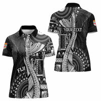 Fiji Rugby Personalised Bula Masi Women Polo Shirt Fish Tail Kaivity Cibi - Black LT7 - Polynesian Pride