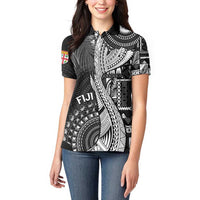 Fiji Rugby Personalised Bula Masi Women Polo Shirt Fish Tail Kaivity Cibi - Black LT7 - Polynesian Pride