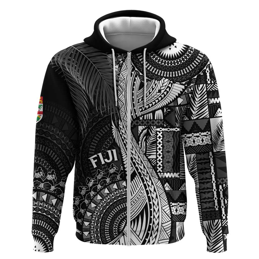 Fiji Rugby Personalised Bula Masi Zip Hoodie Fish Tail Kaivity Cibi - Black LT7 Zip Hoodie Black - Polynesian Pride