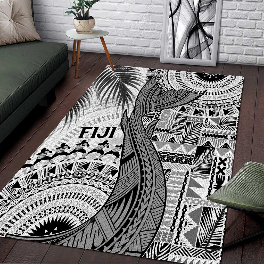 Fiji Rugby Bula Masi Area Rug Fish Tail Kaivity Cibi - White LT7 White - Polynesian Pride