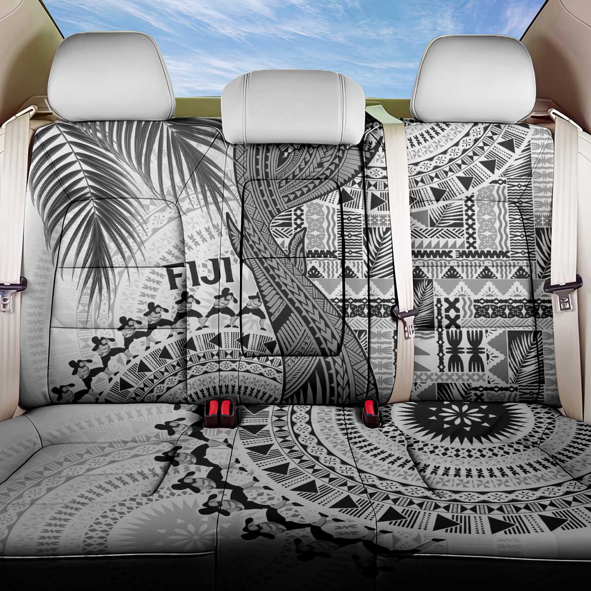 Fiji Rugby Bula Masi Back Car Seat Cover Fish Tail Kaivity Cibi - White LT7 One Size White - Polynesian Pride