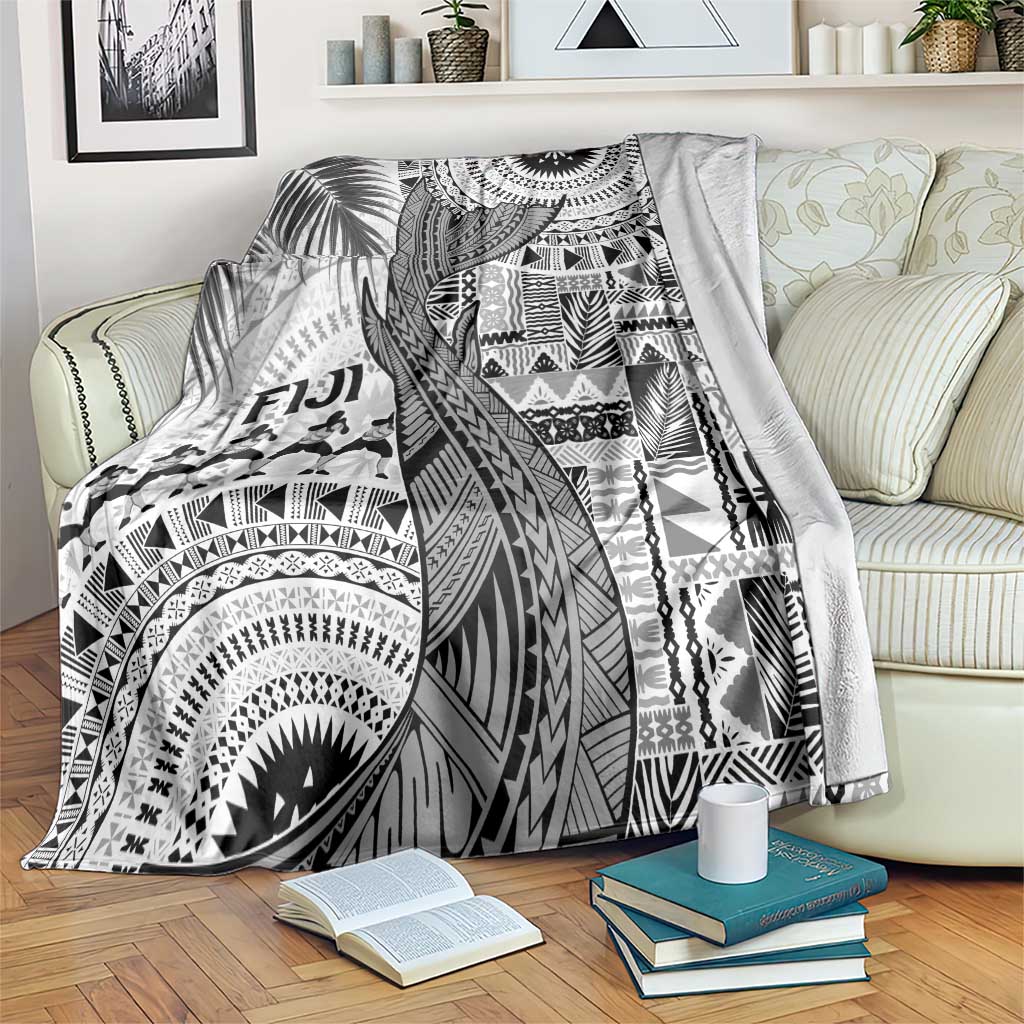 Fiji Rugby Bula Masi Blanket Fish Tail Kaivity Cibi - White LT7 White - Polynesian Pride