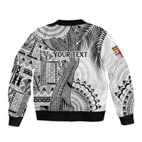 Fiji Rugby Personalised Bula Masi Bomber Jacket Fish Tail Kaivity Cibi - White LT7 - Polynesian Pride