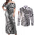 Fiji Rugby Personalised Bula Masi Couples Matching Off Shoulder Maxi Dress and Long Sleeve Button Shirt Fish Tail Kaivity Cibi - White