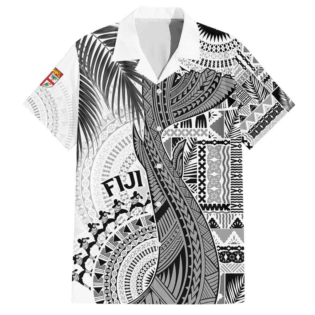 Fiji Rugby Personalised Bula Masi Hawaiian Shirt Fish Tail Kaivity Cibi - White LT7 White - Polynesian Pride