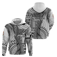 Fiji Rugby Personalised Bula Masi Hoodie Fish Tail Kaivity Cibi - White LT7 - Polynesian Pride