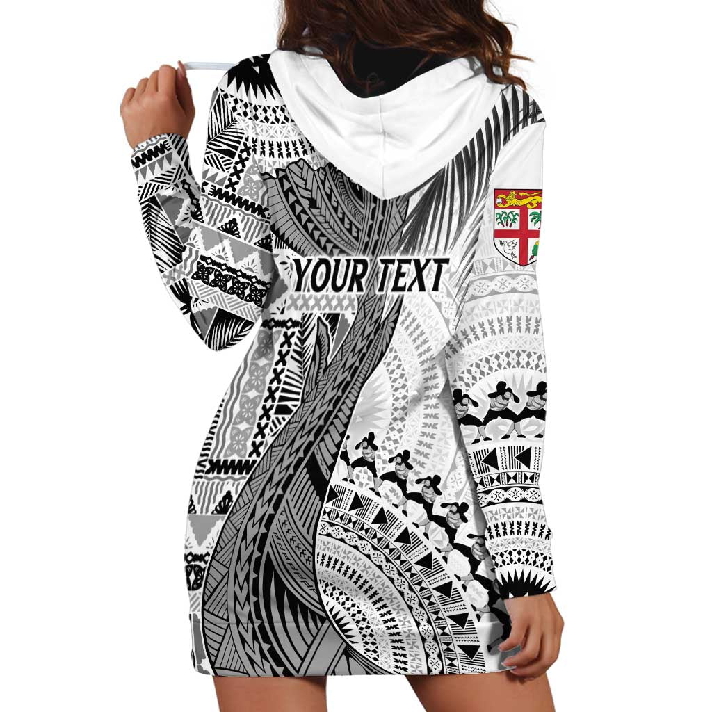Fiji Rugby Personalised Bula Masi Hoodie Dress Fish Tail Kaivity Cibi - White LT7 - Polynesian Pride