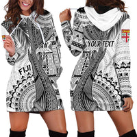 Fiji Rugby Personalised Bula Masi Hoodie Dress Fish Tail Kaivity Cibi - White LT7 - Polynesian Pride