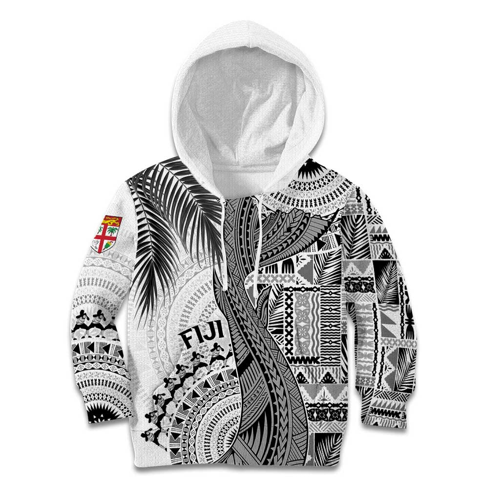 Fiji Rugby Personalised Bula Masi Kid Hoodie Fish Tail Kaivity Cibi - White LT7 Hoodie White - Polynesian Pride