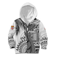 Fiji Rugby Personalised Bula Masi Kid Hoodie Fish Tail Kaivity Cibi - White LT7 Zip Hoodie White - Polynesian Pride