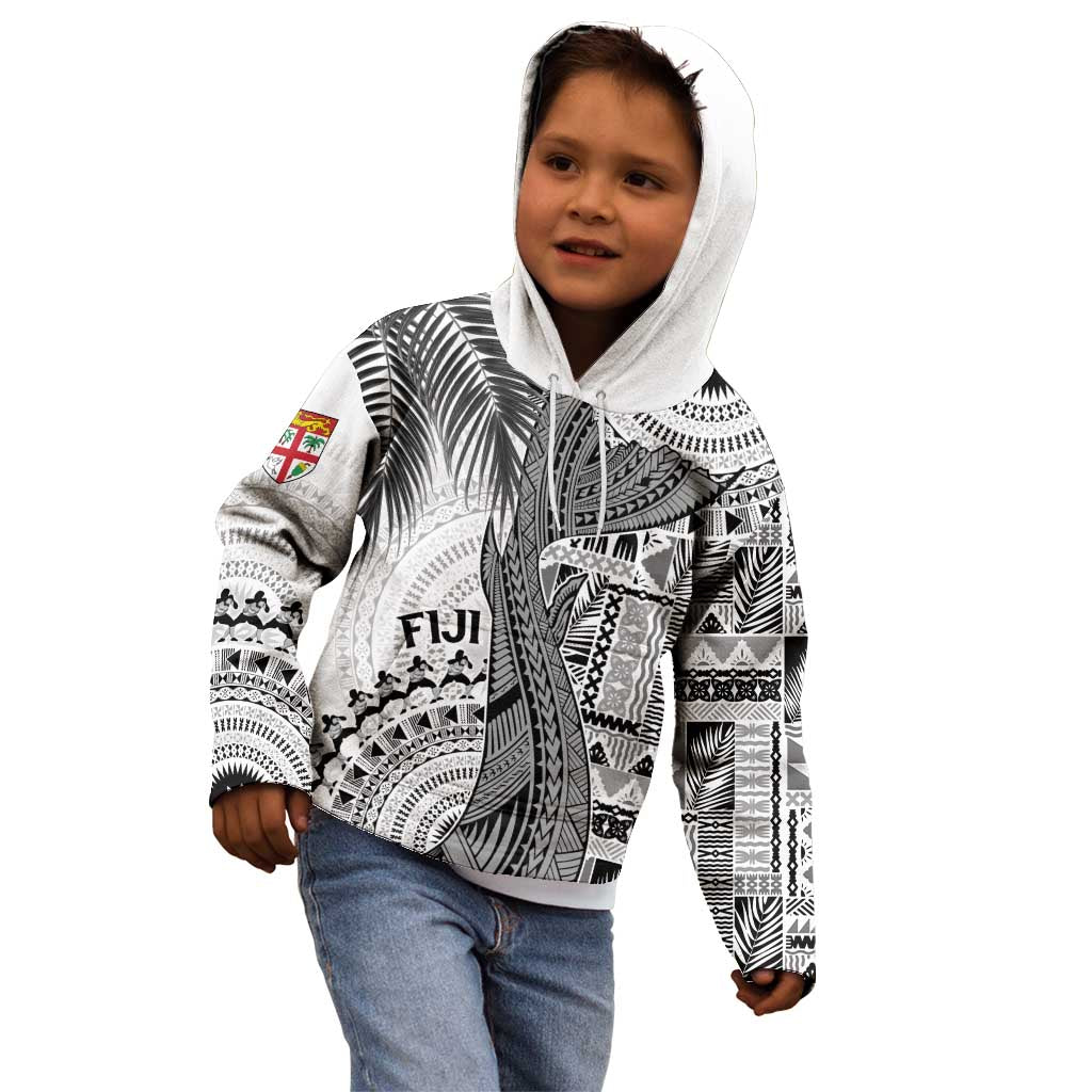 Fiji Rugby Personalised Bula Masi Kid Hoodie Fish Tail Kaivity Cibi - White LT7 - Polynesian Pride