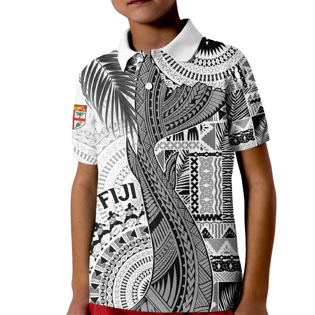 Fiji Rugby Personalised Bula Masi Kid Polo Shirt Fish Tail Kaivity Cibi - White LT7 Kid White - Polynesian Pride