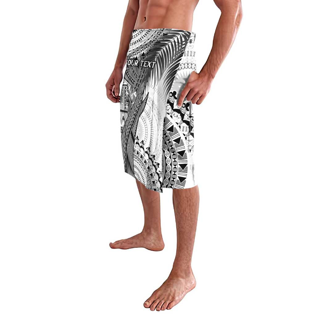 Fiji Rugby Personalised Bula Masi Lavalava Fish Tail Kaivity Cibi - White LT7 - Polynesian Pride