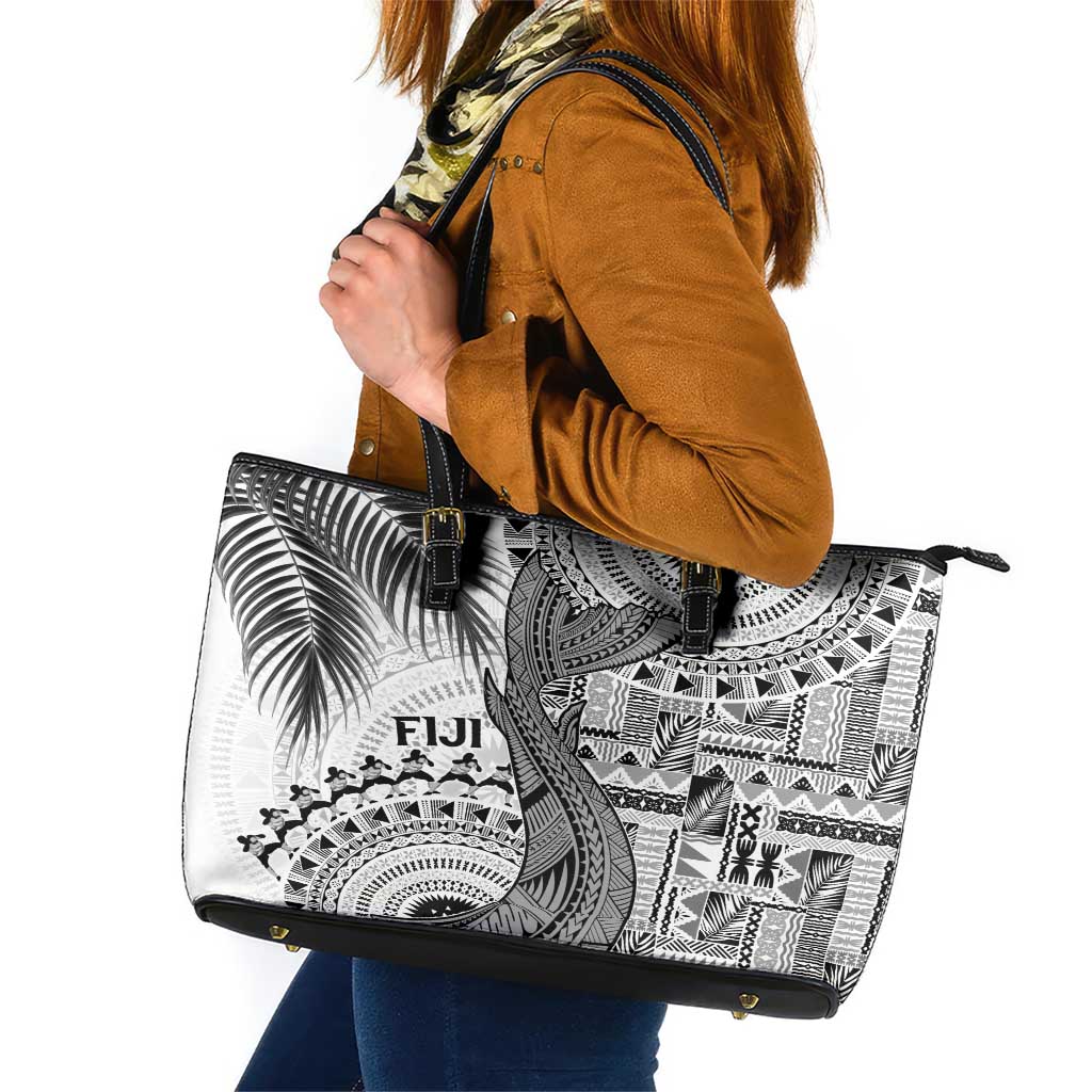 Fiji Rugby Bula Masi Leather Tote Bag Fish Tail Kaivity Cibi - White LT7 White - Polynesian Pride