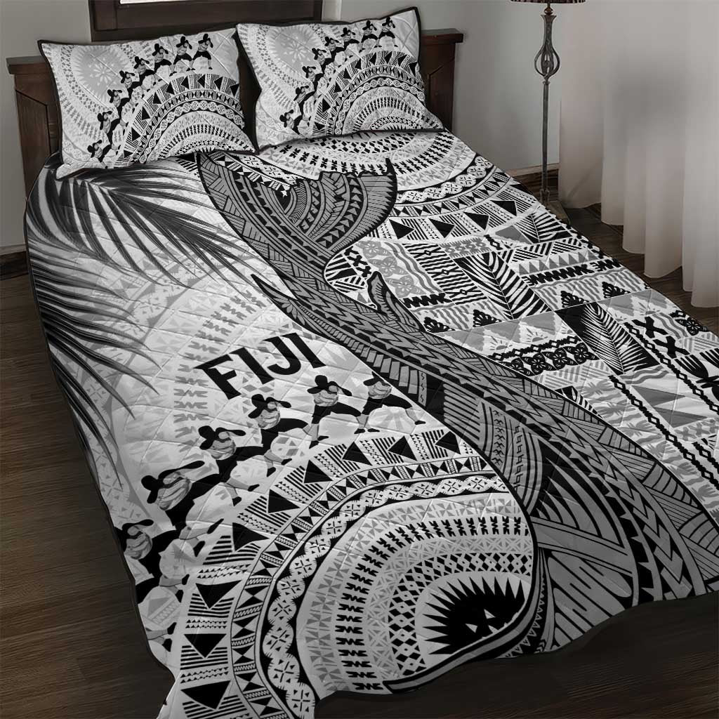 Fiji Rugby Bula Masi Quilt Bed Set Fish Tail Kaivity Cibi - White LT7 White - Polynesian Pride