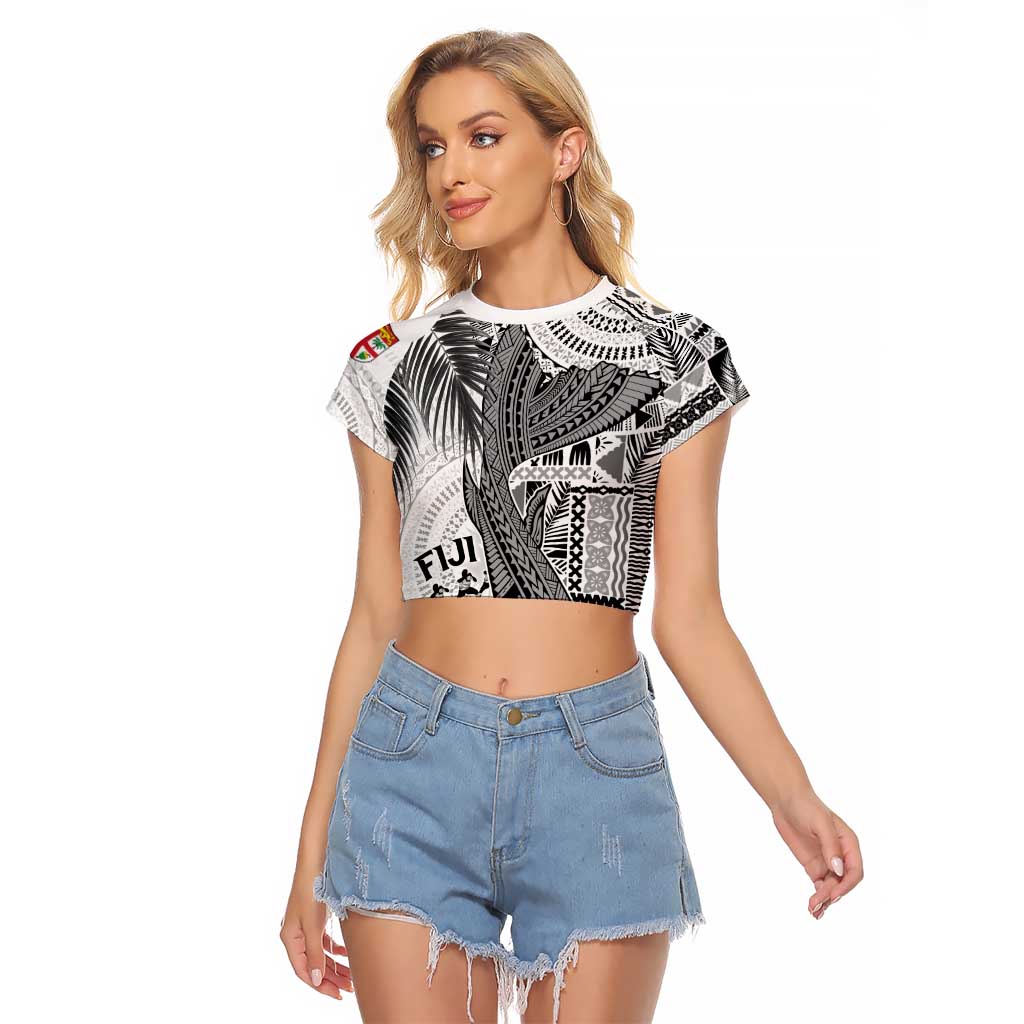 Fiji Rugby Personalised Bula Masi Raglan Cropped T Shirt Fish Tail Kaivity Cibi - White LT7 Female White - Polynesian Pride