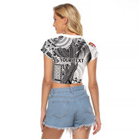 Fiji Rugby Personalised Bula Masi Raglan Cropped T Shirt Fish Tail Kaivity Cibi - White LT7 - Polynesian Pride