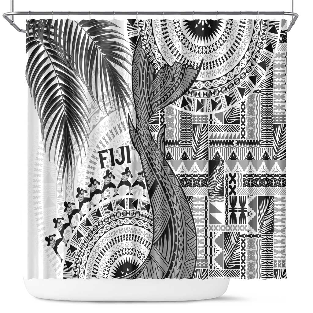 Fiji Rugby Bula Masi Shower Curtain Fish Tail Kaivity Cibi - White LT7 White - Polynesian Pride
