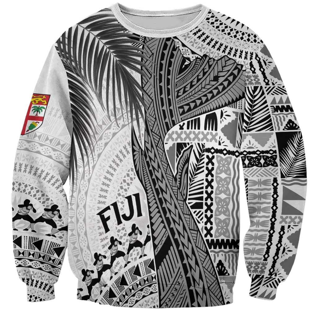 Fiji Rugby Personalised Bula Masi Sweatshirt Fish Tail Kaivity Cibi - White LT7 Unisex White - Polynesian Pride