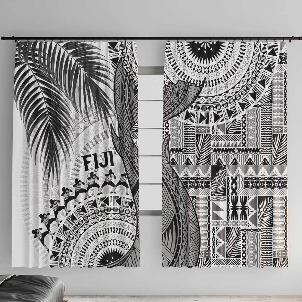 Fiji Rugby Bula Masi Window Curtain Fish Tail Kaivity Cibi - White LT7 With Hooks White - Polynesian Pride