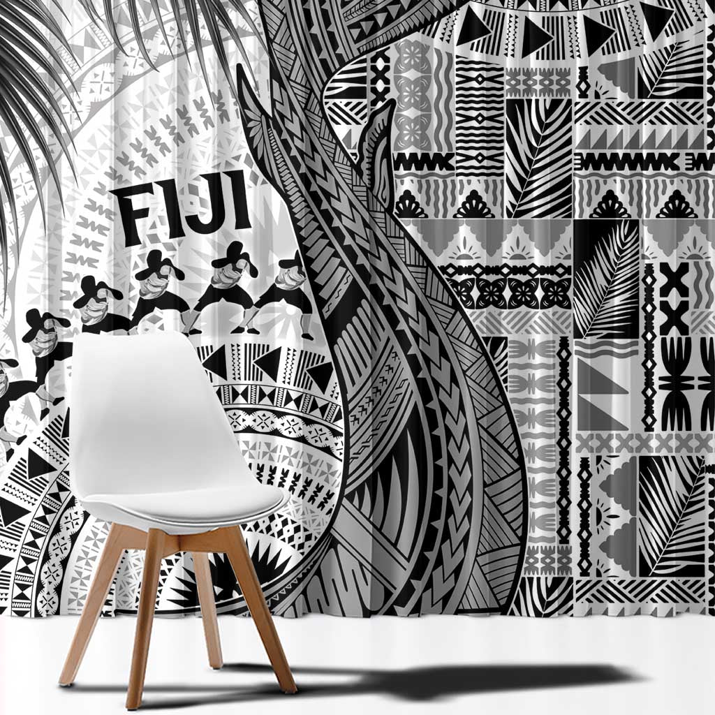 Fiji Rugby Bula Masi Window Curtain Fish Tail Kaivity Cibi - White LT7 - Polynesian Pride