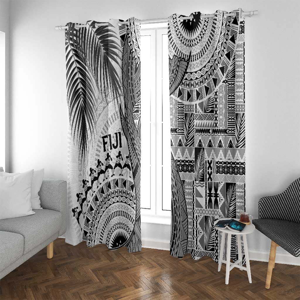 Fiji Rugby Bula Masi Window Curtain Fish Tail Kaivity Cibi - White LT7 With Grommets White - Polynesian Pride