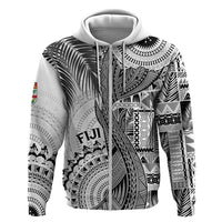 Fiji Rugby Personalised Bula Masi Zip Hoodie Fish Tail Kaivity Cibi - White LT7 Zip Hoodie White - Polynesian Pride