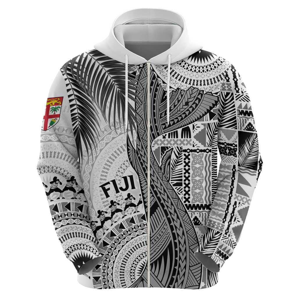 Fiji Rugby Personalised Bula Masi Zip Hoodie Fish Tail Kaivity Cibi - White LT7 - Polynesian Pride