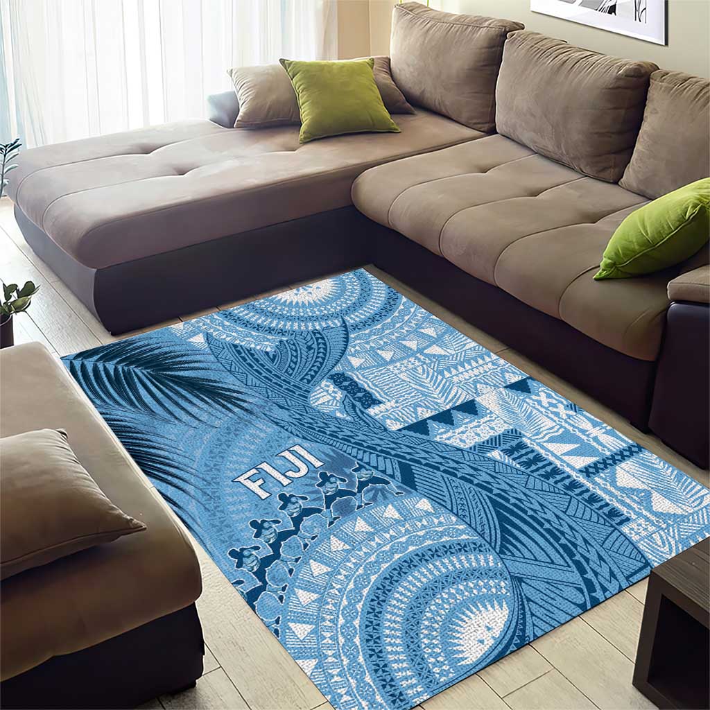 Fiji Rugby Bula Masi Area Rug Fish Tail Kaivity Cibi - Turquoise LT7 - Polynesian Pride