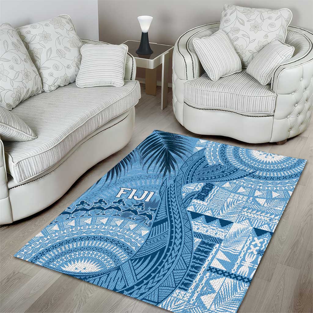 Fiji Rugby Bula Masi Area Rug Fish Tail Kaivity Cibi - Turquoise LT7 - Polynesian Pride