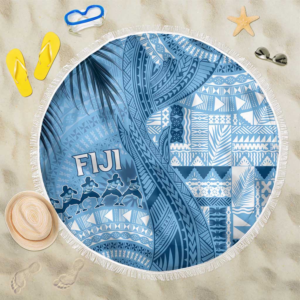 Fiji Rugby Bula Masi Beach Blanket Fish Tail Kaivity Cibi - Turquoise LT7 One Size 150cm Turquoise - Polynesian Pride