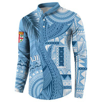 Fiji Rugby Personalised Bula Masi Button Sweatshirt Fish Tail Kaivity Cibi - Turquoise LT7 - Polynesian Pride