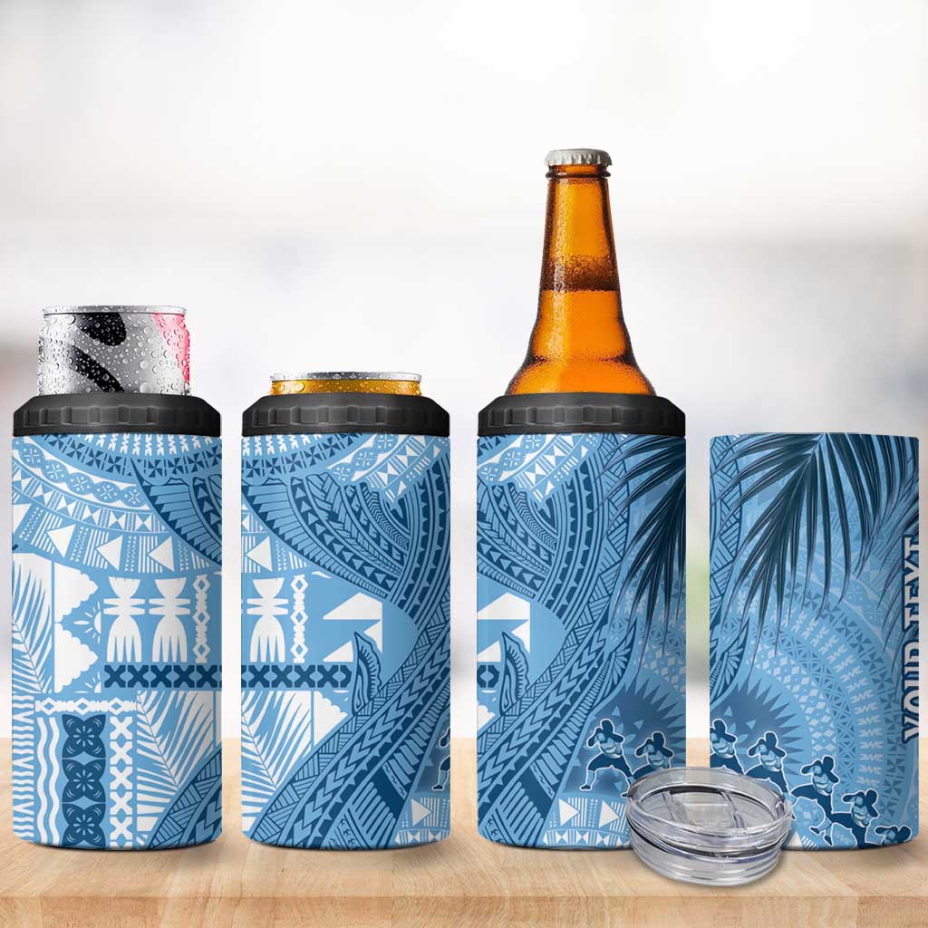 Fiji Rugby Personalised Bula Masi 4 in 1 Can Cooler Tumbler Fish Tail Kaivity Cibi - Turquoise LT7 - Polynesian Pride