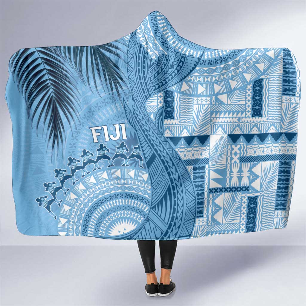 Fiji Rugby Bula Masi Hooded Blanket Fish Tail Kaivity Cibi - Turquoise LT7 One Size Turquoise - Polynesian Pride