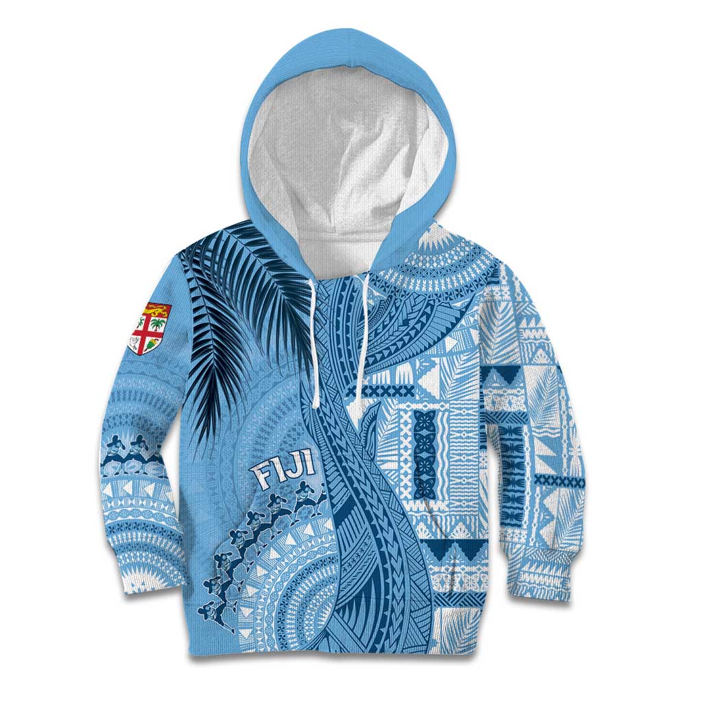 Fiji Rugby Personalised Bula Masi Kid Hoodie Fish Tail Kaivity Cibi - Turquoise LT7 Hoodie Turquoise - Polynesian Pride