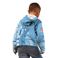 Fiji Rugby Personalised Bula Masi Kid Hoodie Fish Tail Kaivity Cibi - Turquoise LT7 - Polynesian Pride